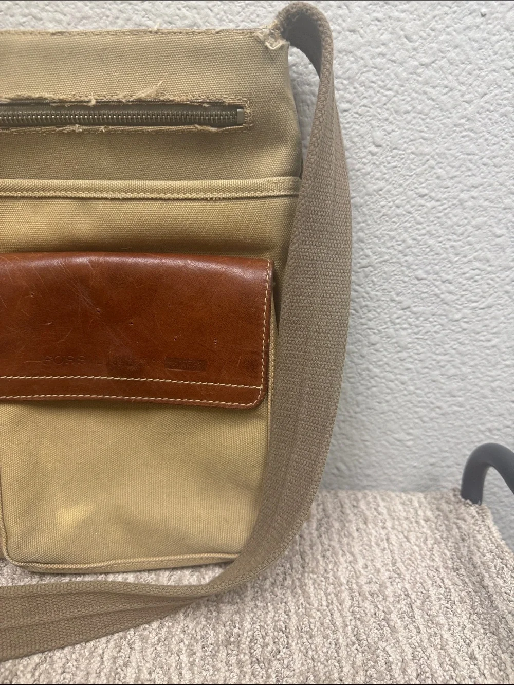 Well Loved Fossil Tan Canvas Expedition Messengee Bag